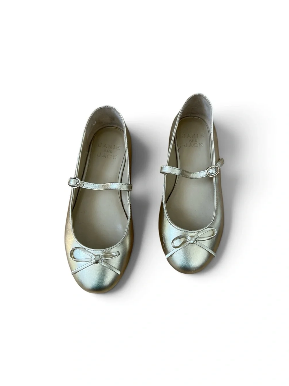 Janie and Jack Metallic Gold Mary Jane Flats with Bow